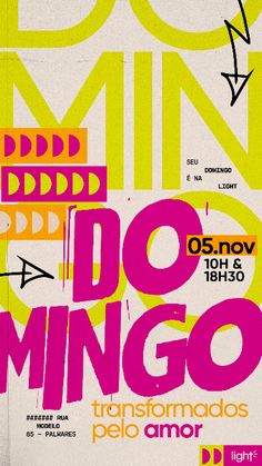 an advertisement for a concert with the words do mingo in pink, yellow and green