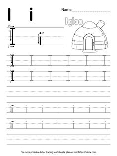 the letter i is for igloo worksheet with an image of a igloo