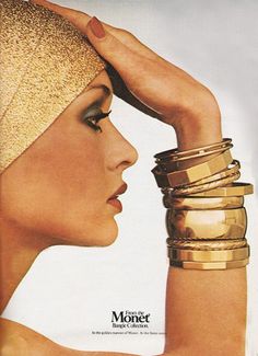 70s Accessories, Jewellery Advertising, 1970s Jewelry, 70s Jewelry, 70s Glam, Lauren Hutton, 70s Inspired Fashion, Christie Brinkley, Jewelry Ads