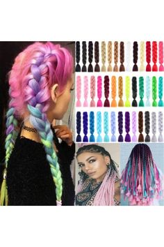 Find many great new & used options and get the best deals for 24″ Braiding Ombre Rainbow Jumbo Braids Hair Extensions Synthetic Any Color CA at the best online prices at eBay! Free shipping for many products! Highlight Streaks, Braids Jumbo, Braided Dreadlocks, Hair Decor, Extension Hair, Jumbo Braids, Braids Hair, Braid In Hair Extensions, Hair Extension