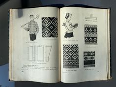 an open book with pictures of different patterns on it