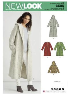 a women's coat and jacket sewing pattern from new look, with an open hood