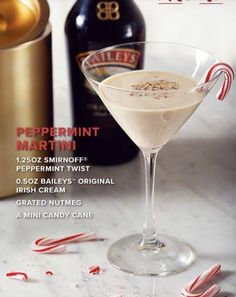 the cover of peppermint martini with candy canes