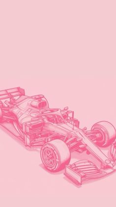 a drawing of a racing car on a pink background