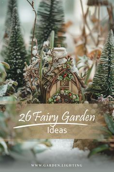 a close up of a small christmas village with trees and a sign Fairy Garden Accessories Diy, Fairy Wonderland, Teacup Gardens, Fairy Garden Party, Fairy House Diy