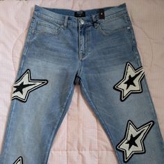 Slim fit star patched jeans! Like brand new. Send offers <3 Los Angeles Apparel, Patched Jeans, Women's Jeans, Angeles, Women Jeans, Slim Fit, Stars, Brand New, Los Angeles