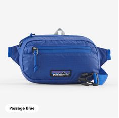 the patagonia blue fanny bag is shown