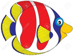 a red and blue fish with yellow stripes on it's face stock photo - 559