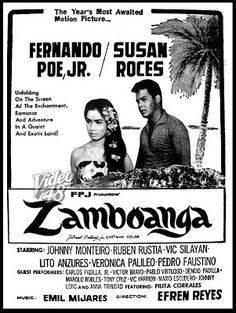 an old movie poster for the film zamboanga, starring from left to right