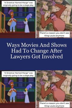 cartoon characters with text that reads, ways movies and shows had to change after laws got involved