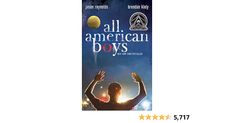 the book cover for all american boys is shown with an image of a man raising his hands