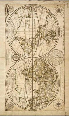 an old map showing the world in three circles