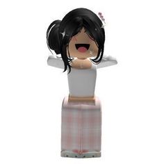 an animated girl is standing with her arms behind her head