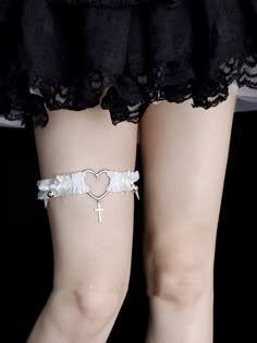 This price is for a leg loop only. SizeFree SizeWidth2.2Thigh34-58 Garters Aesthetic, Thigh Accessories, Gloomy Dollette, Thigh Garters, Best Oscar Dresses, Thigh Jewelry, White Garter, Thigh Band, Thigh Garter