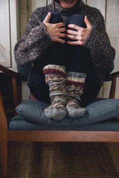 These thick and cosy fair isle pattern socks are hand knitted from 100% sheep wool, and produced by some very talented Nepalese women. Perfect for wearing around the house like slippers, and for pulling on under wellies.    Each item is beautifully handmade and free size. This design best fits a UK size 4-8. *These hand knitted socks do not have reinforced soles and are designed for wearing in bed and lounging. If you intend to be on your feet all day or on hard flooring, our hand felted slipper Motif Fair Isle, Fair Isle Socks, Women Crafts, Hand Knit Socks, Purple Hands, Knitted Socks, Pattern Socks, Felted Slippers, Fair Isle Pattern