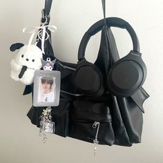 my pic! Study Stationery, Korean Aesthetic, Cute Bags, Pretty And Cute, Kpop Aesthetic, Black Bag, Dream Life, Dream Closet, Mug