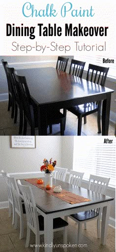 a dining table that has been painted with chalk paint