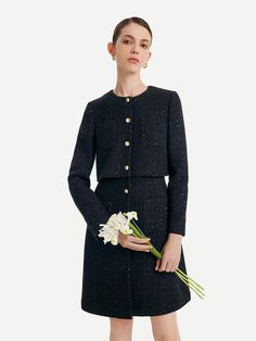 Woolen Dress, Woolen Dresses, 70s Aesthetic, Smart Dress, Vintage Elegance, Long Sleeve Short Dress, Tweed Fabric, Dresses By Length, Wool Dress