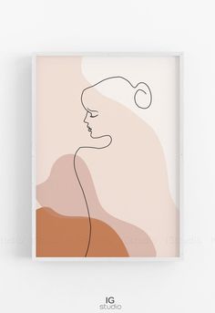 an abstract art print with a woman's face