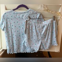 100% Polyester 9.27 Blue Cotton Spring Sleepwear, Blue Cotton Sleepwear For Spring, Blue Relaxed Fit Sleepover Sets, Relaxed Fit Blue Sleepover Sets, Casual Light Blue Pajama Party Sets, Casual Light Blue Sleepwear For Pajama Party, Light Blue Casual Sleepwear For Sleepover, Casual Light Blue Sleepwear For Sleepovers, Casual Blue Sleep Sets