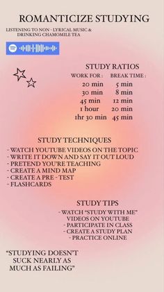 a poster with the words romanticize studying on it