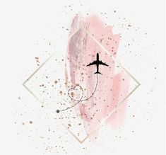 an airplane is flying in the sky with pink paint splattered on it