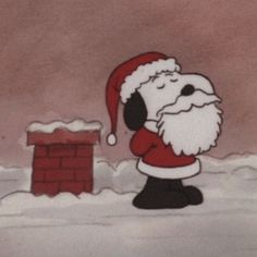 a cartoon santa clause standing in the snow