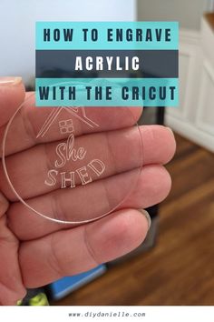 a person holding up a clear acrylic with the words how to remove acrylic with the cricut