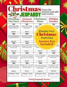 a christmas party game with presents on the table and text that reads, merry jepard