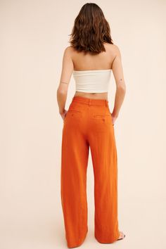 Rent Harlow Linen Wide-Leg Trousers from Nuuly. Pick 6 items for $98/month. Free shipping + returns. Orange Linen Pants, Orange Pants, Calling Card, Linen Pants, Wide Leg Trousers, Casual Pants, Madewell, Wide Leg, Perfect Fit