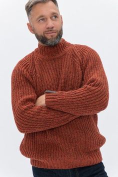 "Pure merino wool knitted mens sweater is inspired by classic Scandinavian style. Warm and comfortable woolen sweater delivers simplicity, style and ability to wear this sweater whenever you are spending time in nature or going to the theater, restaurant with your family or friends. *SIZE XS USA-CAN 30-32 EU 40-42 Garment's width 18-19 inch / 46-47 cm Garment's length 24 inch / 61-62 cm *SIZE S USA-CAN 34-36 EU 44-46 Garment's width 19-20 inch / 48-49 cm Garment's length 25 inch / 63-64 cm *SIZE Classic Merino Wool Chunky Knit Sweater, Brown Merino Wool Knit Sweater, Brown Wool Knitted Tops, Casual Wool Knitting Pattern, Casual Merino Wool Knitting Pattern, Classic Brown Knit Sweater, Woolen Clothes, Woolen Sweater, Time In Nature