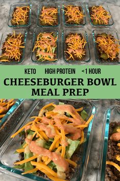 keto high protein cheeseburger bowl meal prepped and ready to be eaten