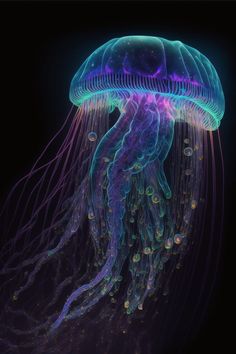 a jellyfish with many different colors on it's body