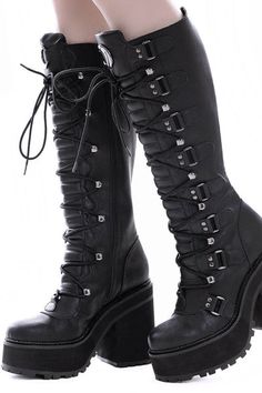 Selene Boots Emo Shoes, Aesthetic Boots, Goth Shoes, Goth Boots, Gothic Boots, Black Wardrobe, New Rock, Boots Women Fashion, Goth Outfits