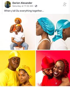 four different images of people with turbans on their heads and one woman holding a baby