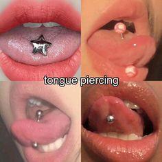 three different types of tongue piercings