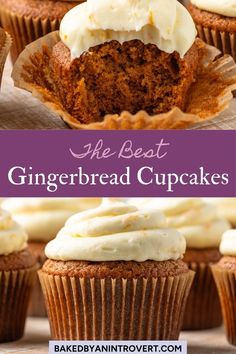 the best gingerbread cupcakes with white frosting