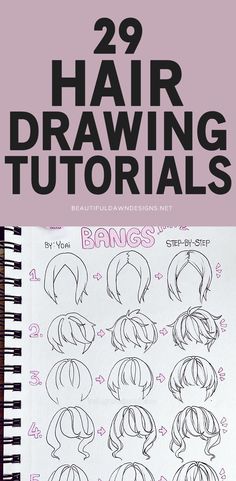 a drawing book with the title'29 hair drawing tutors'written in black and white