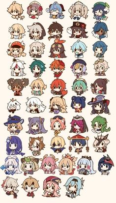 an image of anime characters with different hair colors and expressions on their faces, all in various