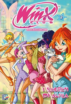 the cover to winx vol 2 secret diafraa, featuring four girls in different outfits