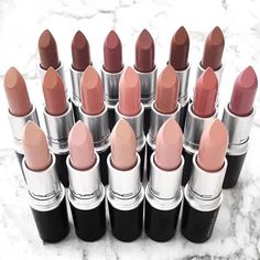 Lipstick Collection Aesthetic, Mac Makeup Eyeshadow, Mac Makeup Looks, Best Mac Makeup, Collection Aesthetic, Huda Kattan, Lipstick Collection, Nude Lipstick, Makeup Obsession