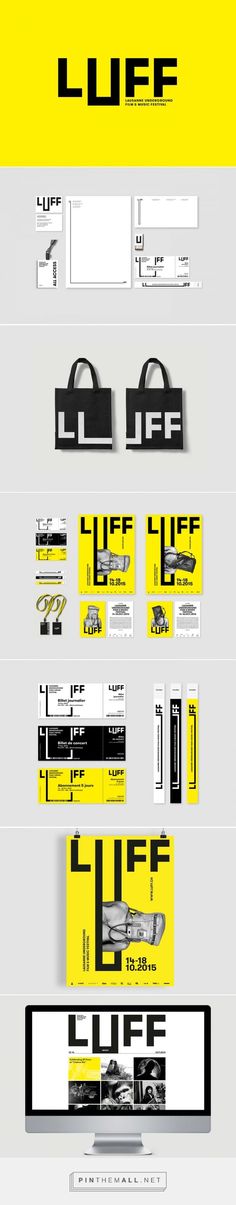 the yellow and black business card design is shown in this graphic style, with an image of