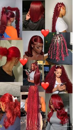 Red Hair Baddie, Hair Red Color, Adore Hair Dye, Short Box Braids Hairstyles, Mixed Curly Hair, Beautiful Black Hair, Cute Hair Colors, Quick Natural Hair Styles, Cute Braided Hairstyles