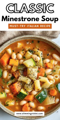 a white bowl filled with minestone soup