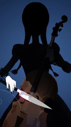 the silhouette of a person holding a violin