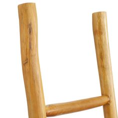 a close up of a wooden ladder on a white background