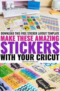 a cricut machine with the words make these amazing stickers with your cricut