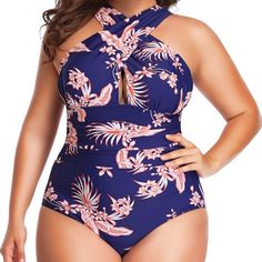 Nwt Beautiful Women's Swimsuits Plus Size One Piece Tummy Control Ruched Full Lined Swimsuit Front Cross Backless Bathing Suit Backless Swimsuit, Plus Size One Piece, Trendy Swimwear, Floral Swimsuit, Maternity Swimwear, Plus Size Swimsuits, One Piece For Women, Plus Size Swimwear, One Piece Swimwear