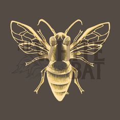 a drawing of a bee on a black background