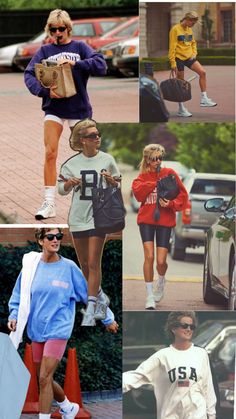 Relaxed 90’s athleisure aesthetic 80s Gym Fashion, Edgy Athletic Style, Soft Sporty Aesthetic, Early 2000s Athletic Wear, Oversized Athletic Outfit, 90s Fashion Athletic, 90s Fitness Aesthetic, Retro Sporty Aesthetic, 80s Sporty Fashion